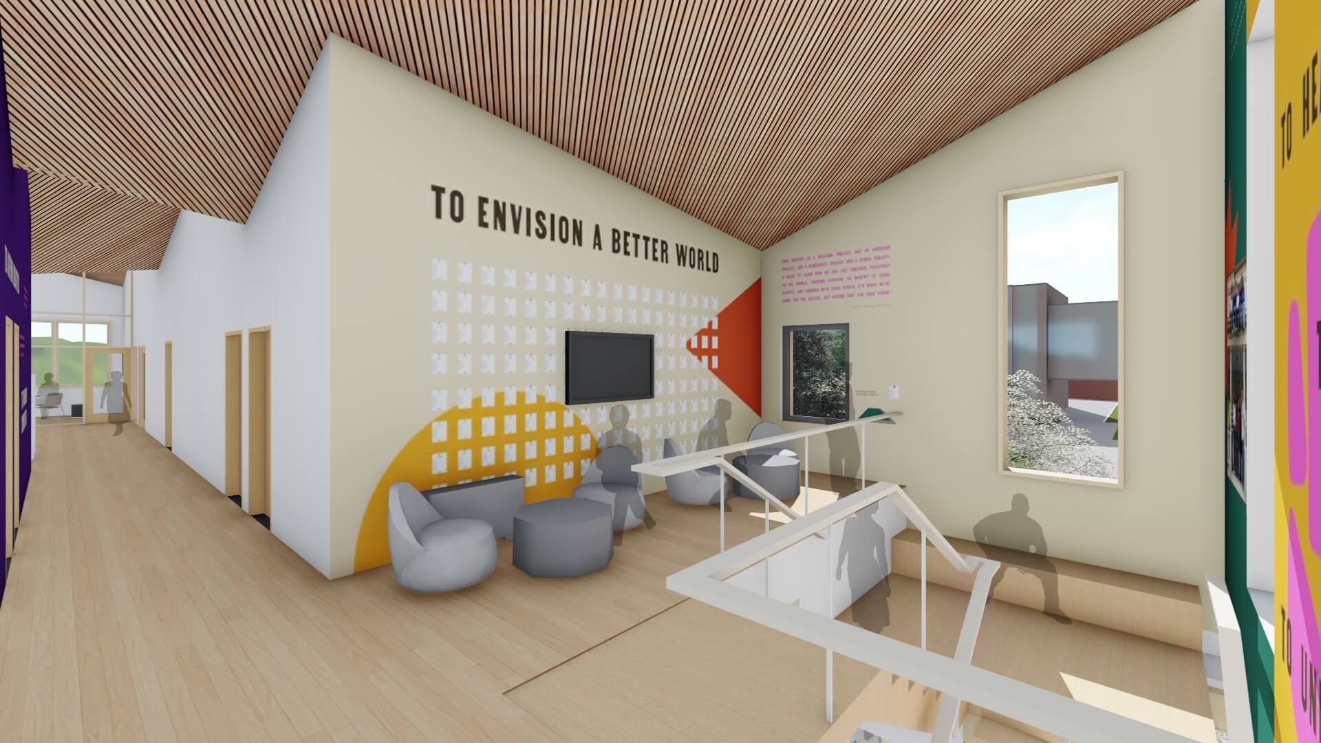 interior rendering of a student lounge space