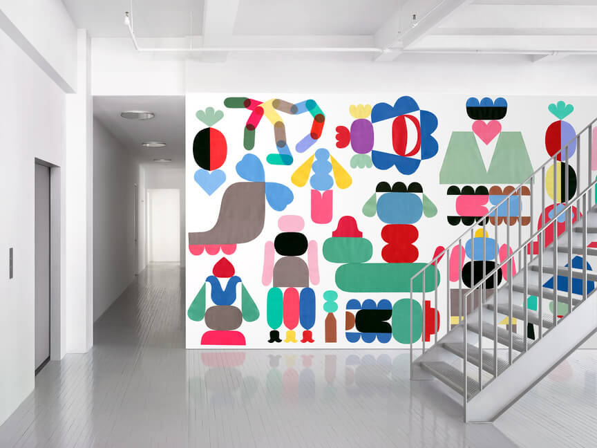 A colorful, abstract wall display