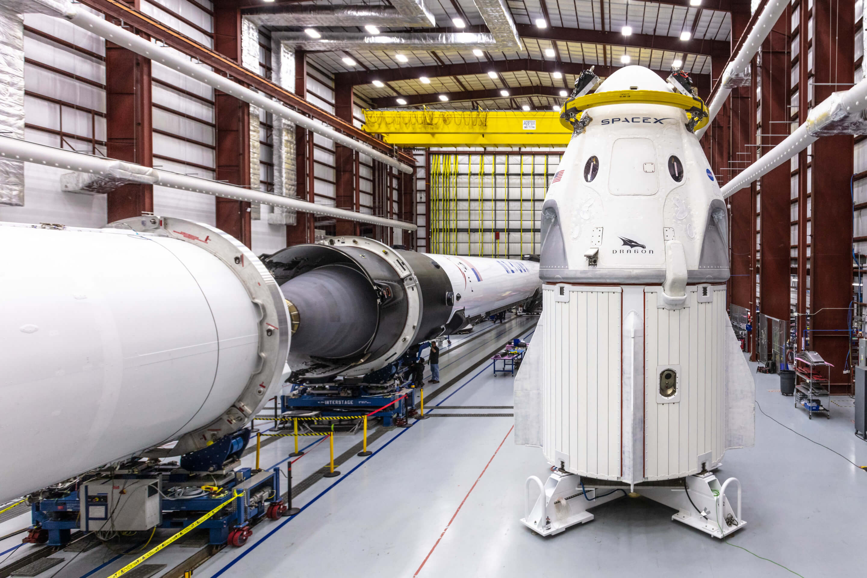 a spacex rocket and capsule, emblematic of the new space race taking place in space forces