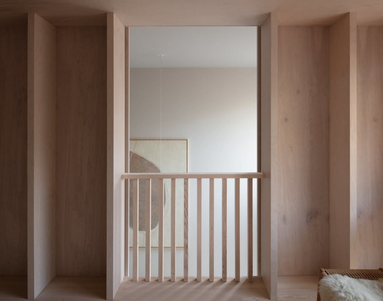 inside a greenpoint townhome that has been reclad in white oak