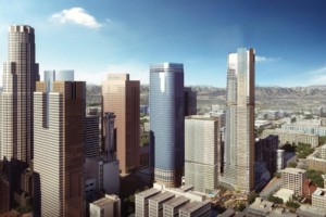 renderng showing two new skyscrapers in downtown la