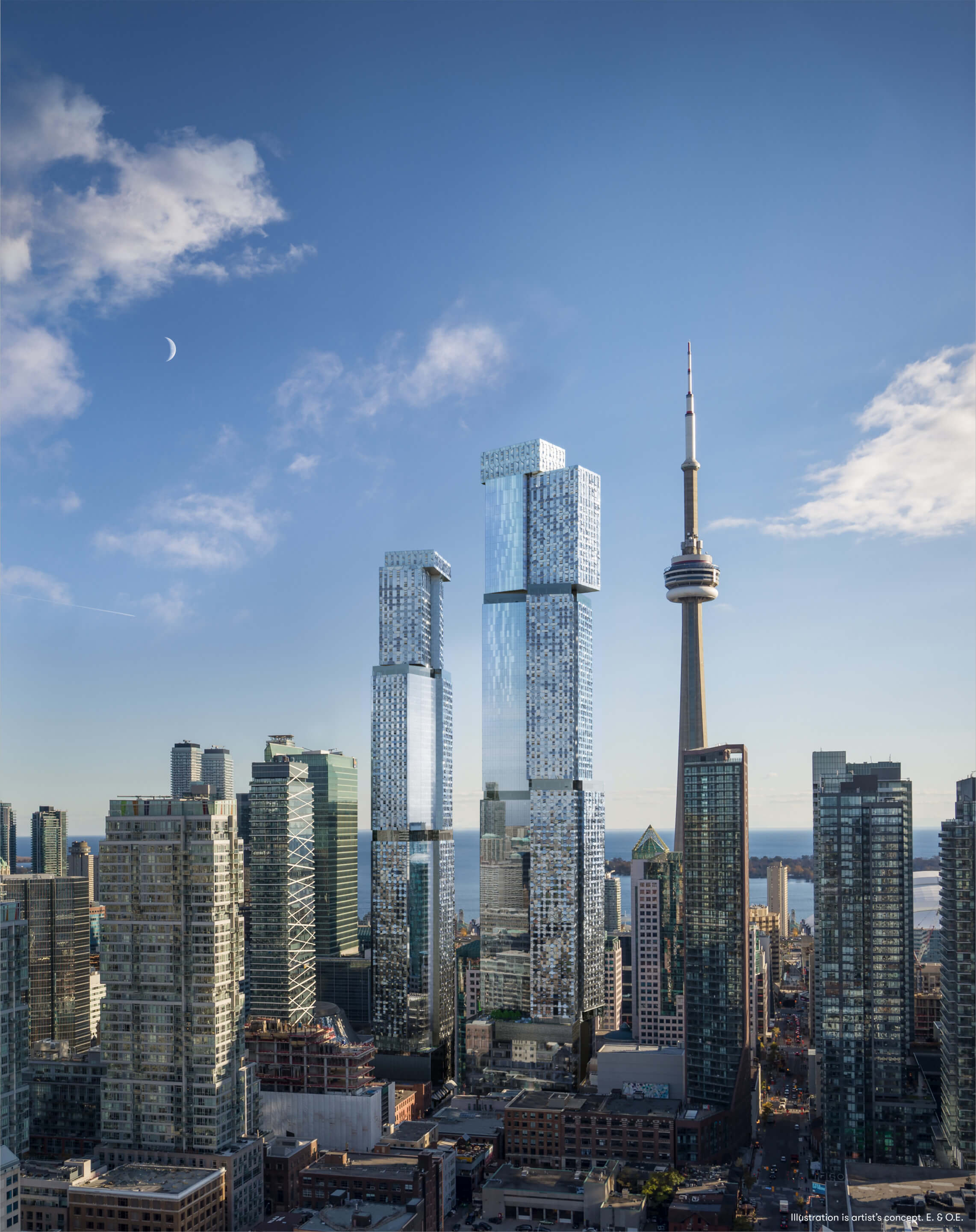 rendeing of two supertall towers on the toronto skyline