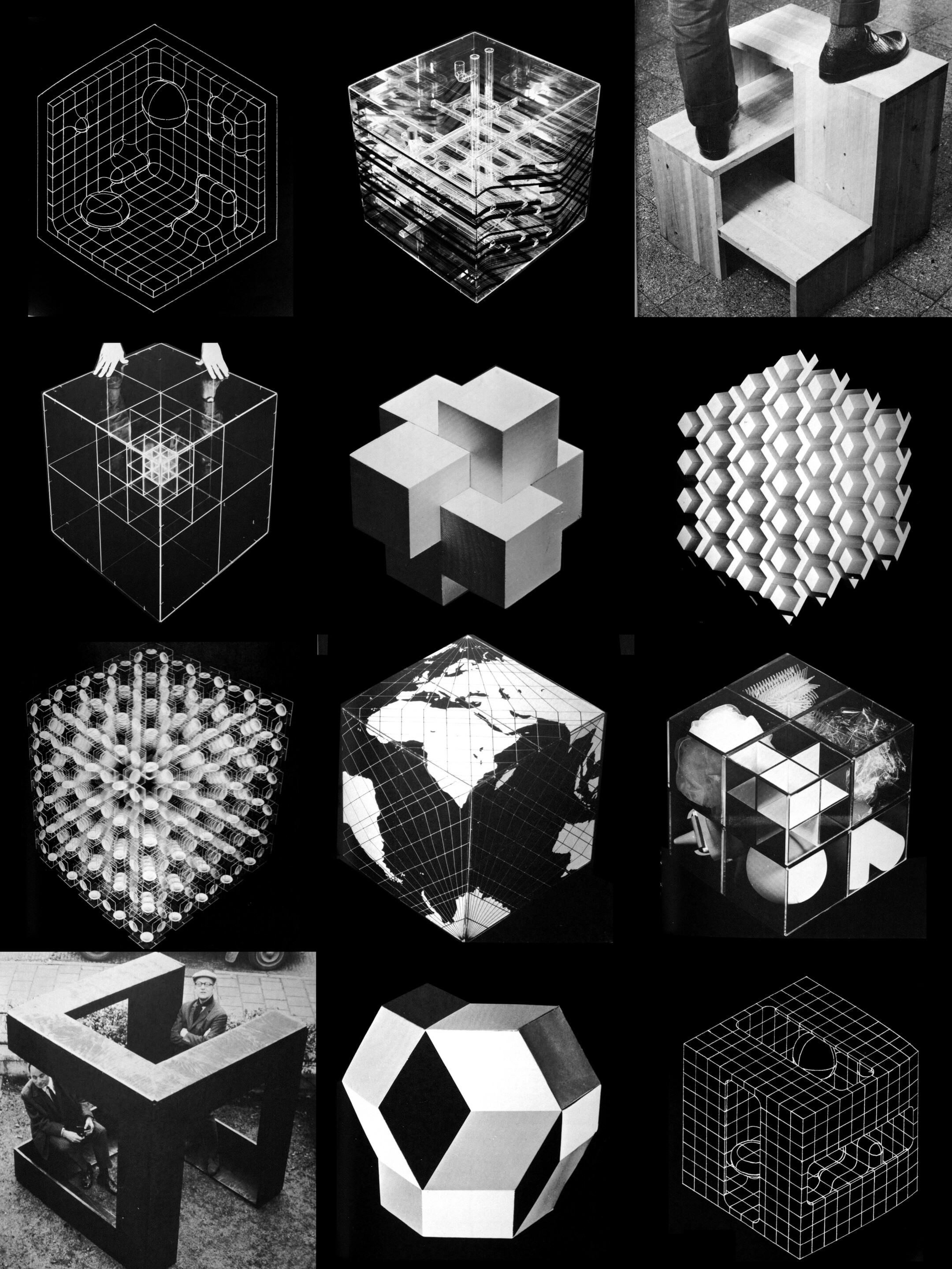 a black and white series of cubes