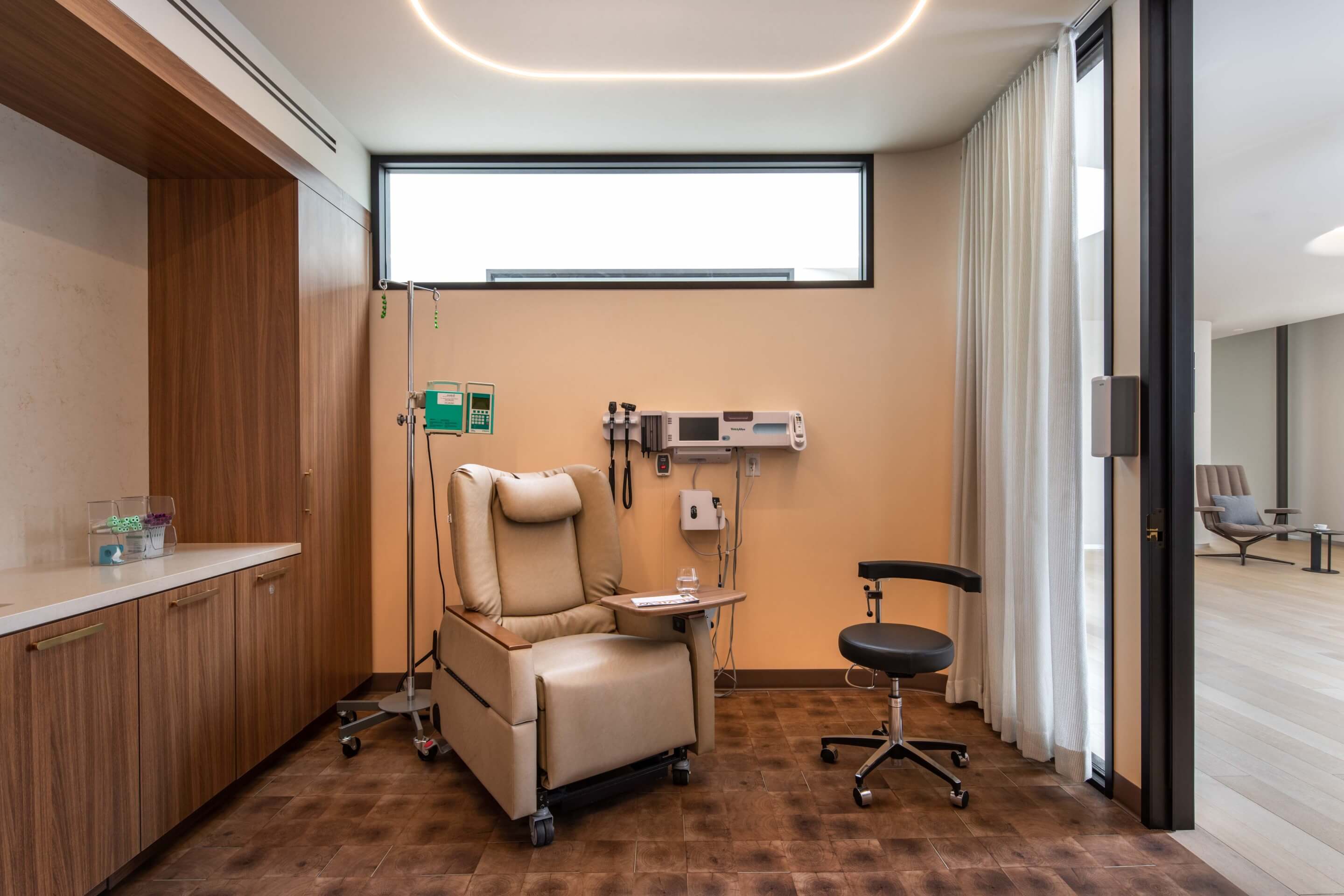 a comfortable patient treatment room