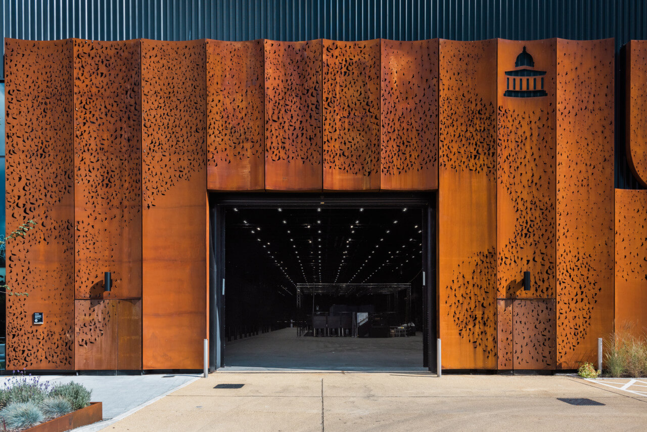 cor-ten steel facade detail entrance