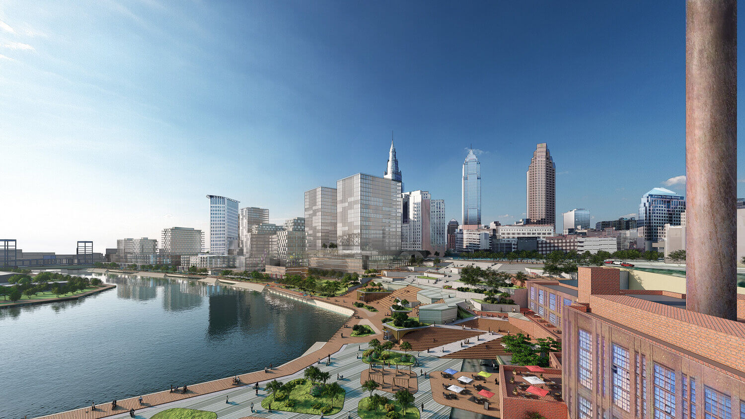 rendering of the cleveland riverfront