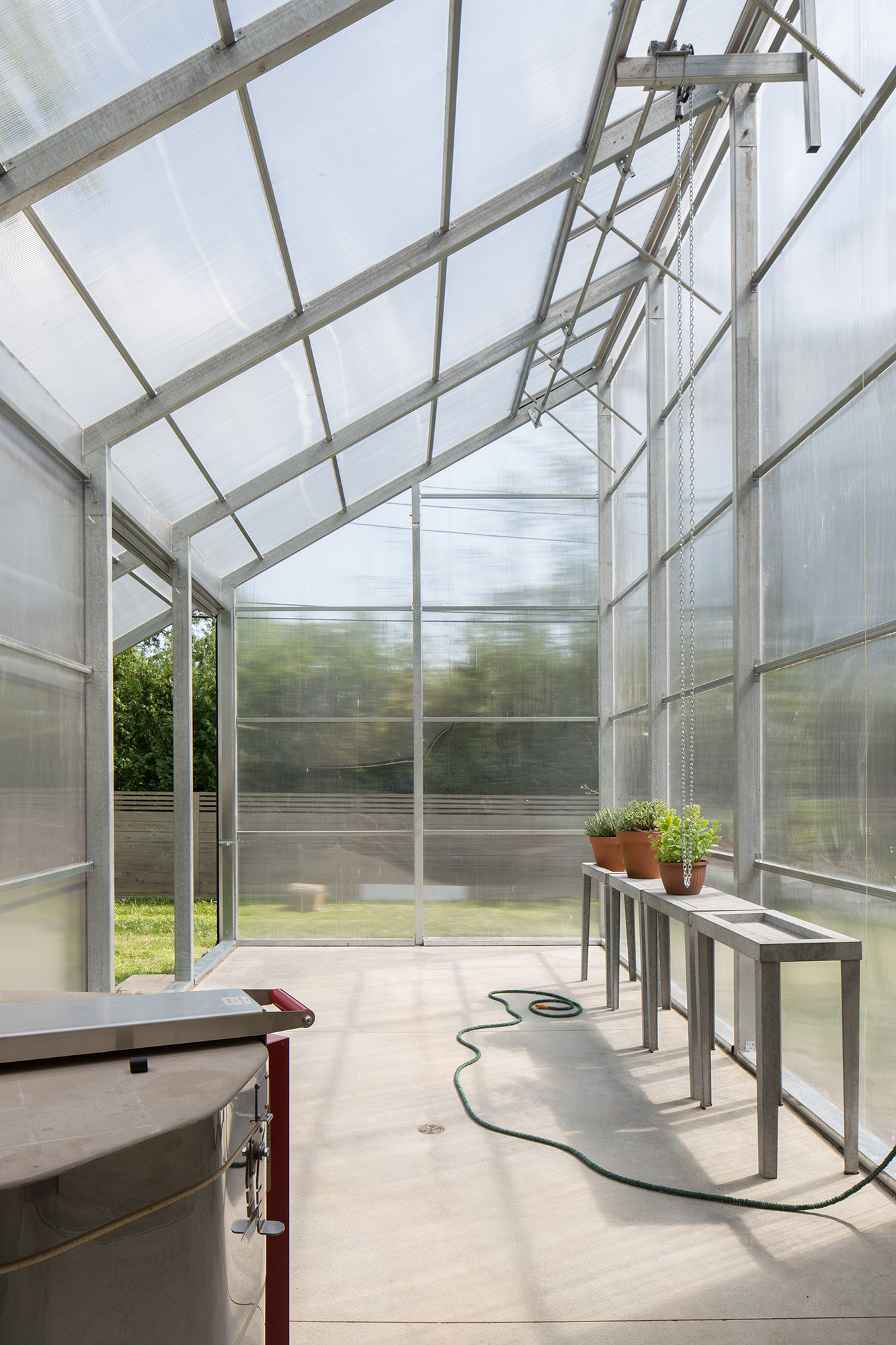 spare interior of a greenhouse structure