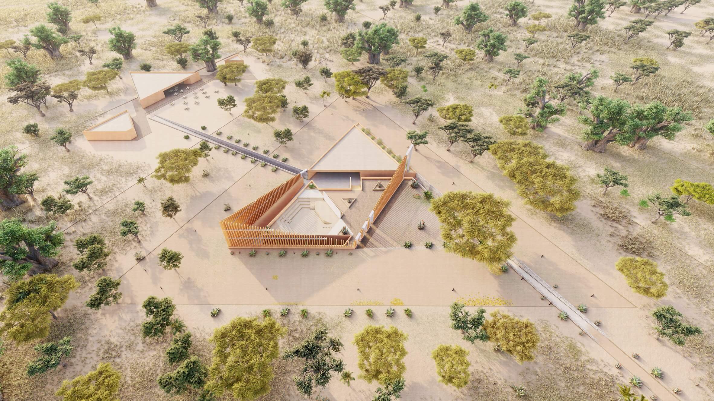 aerial rendering of a forthcoming museum in senegal