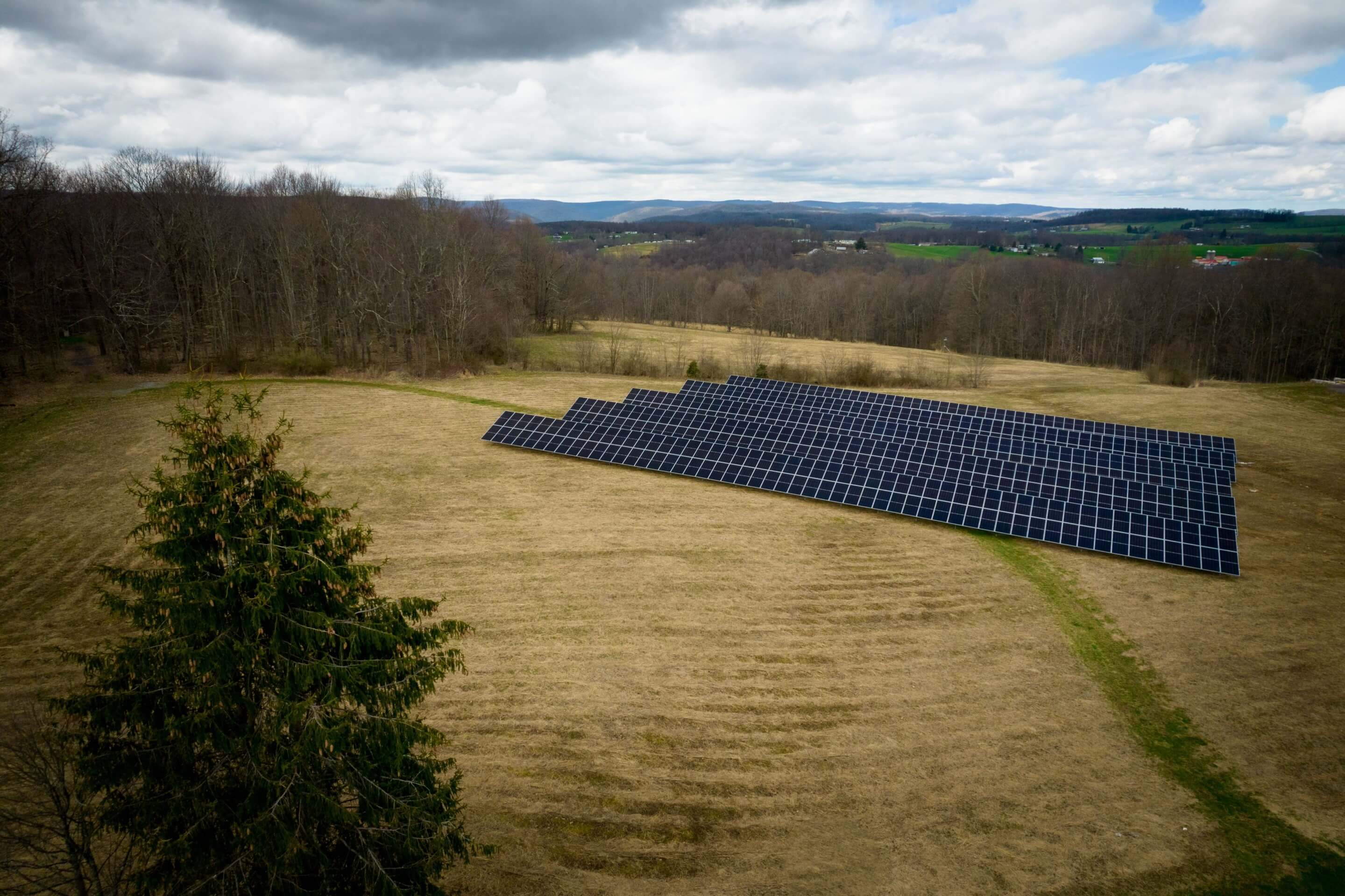 a solar array in a field