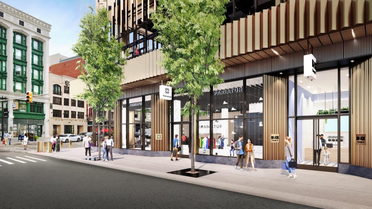 rendering of retail storefronts