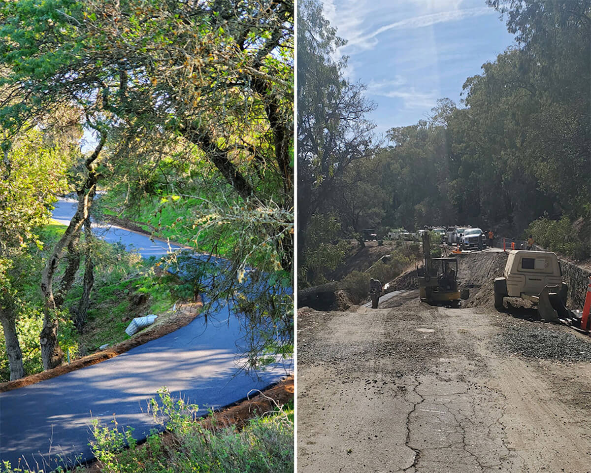 before and after photos of road repairs