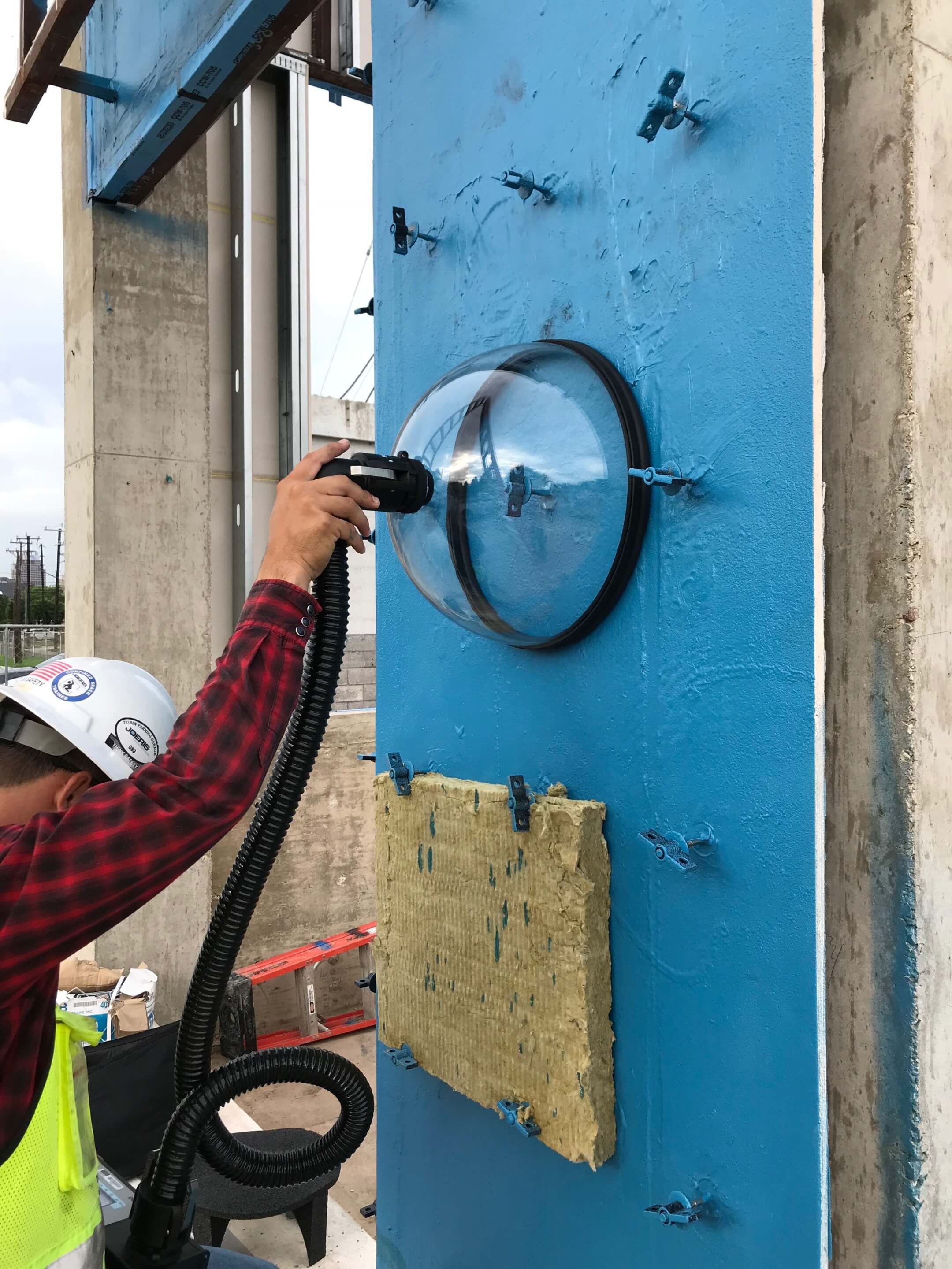 air tightness test at a construction site