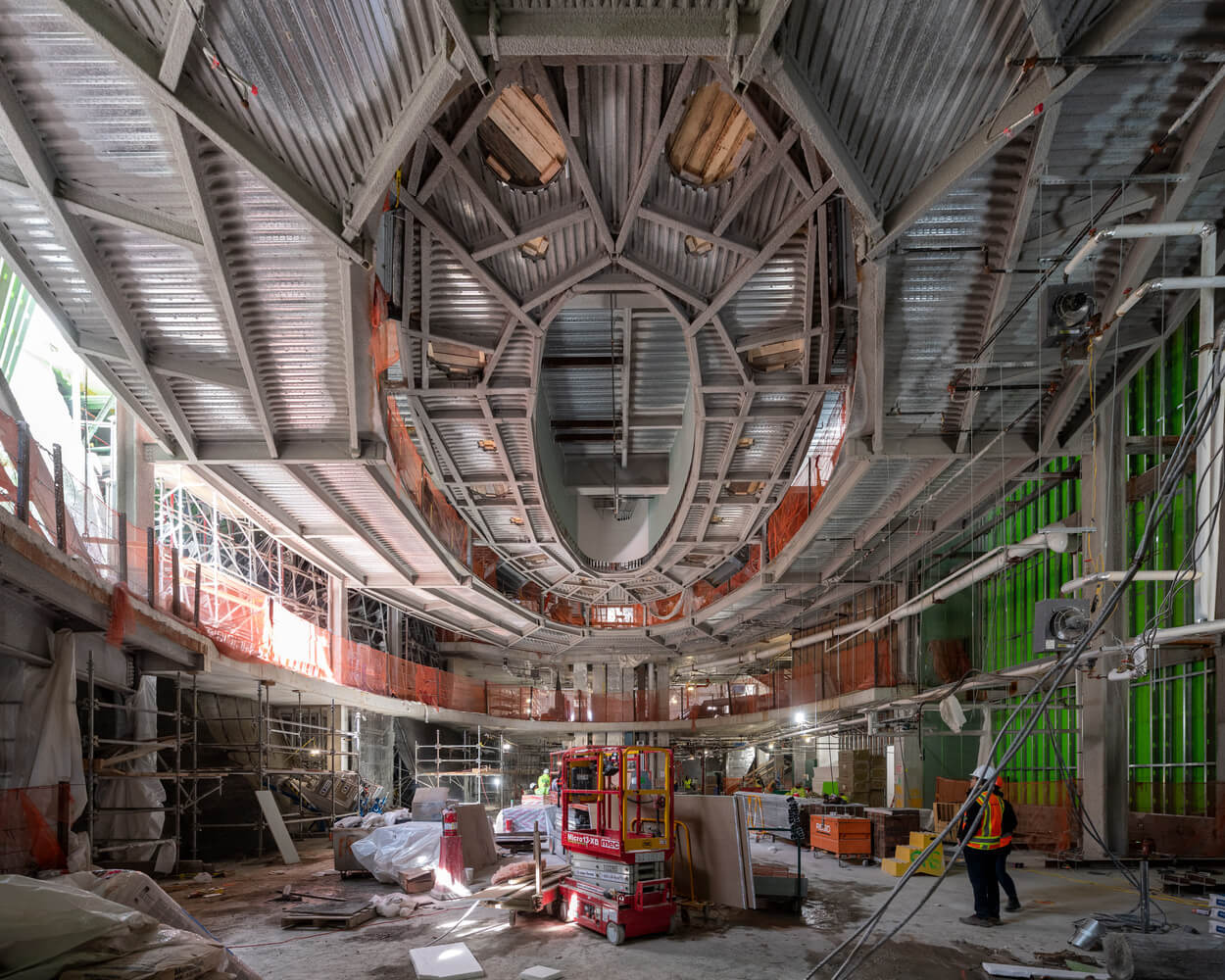 construction photo of a large theater space