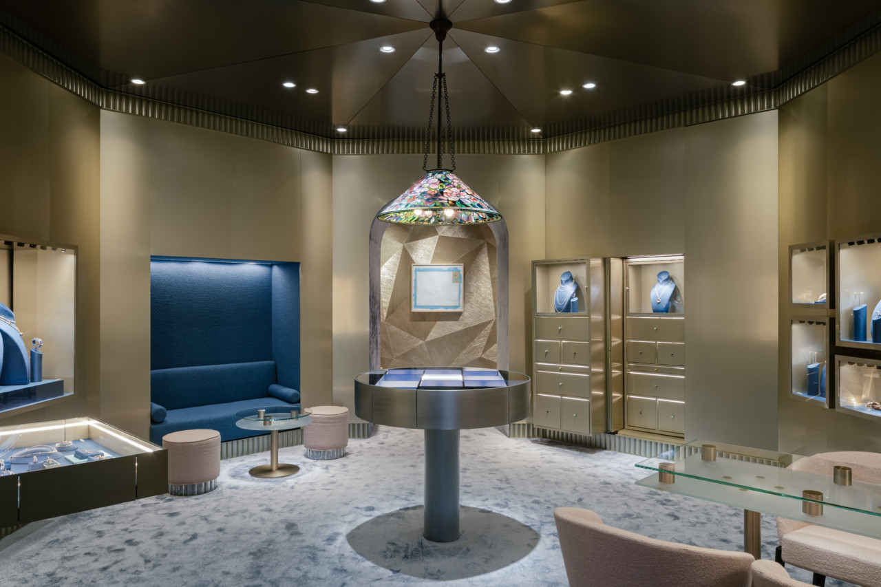 a luxurious jewelry showroom