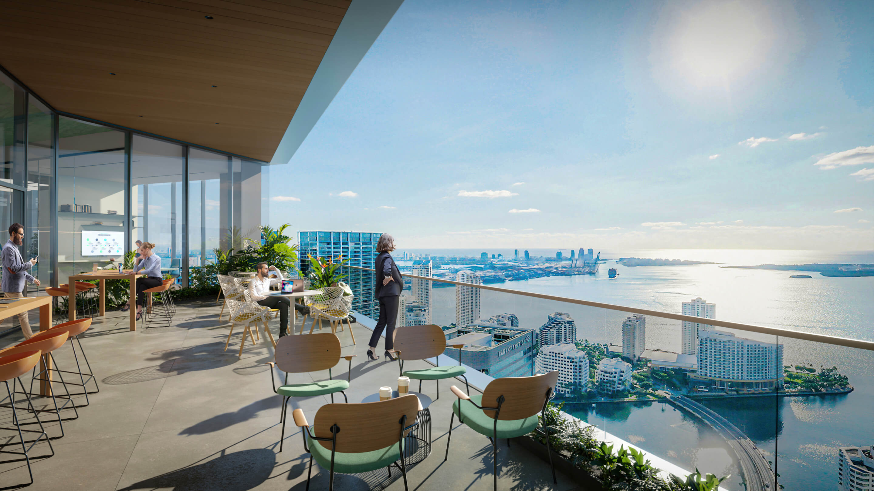 rendering of an outdoor terrace at a miami skyscraper