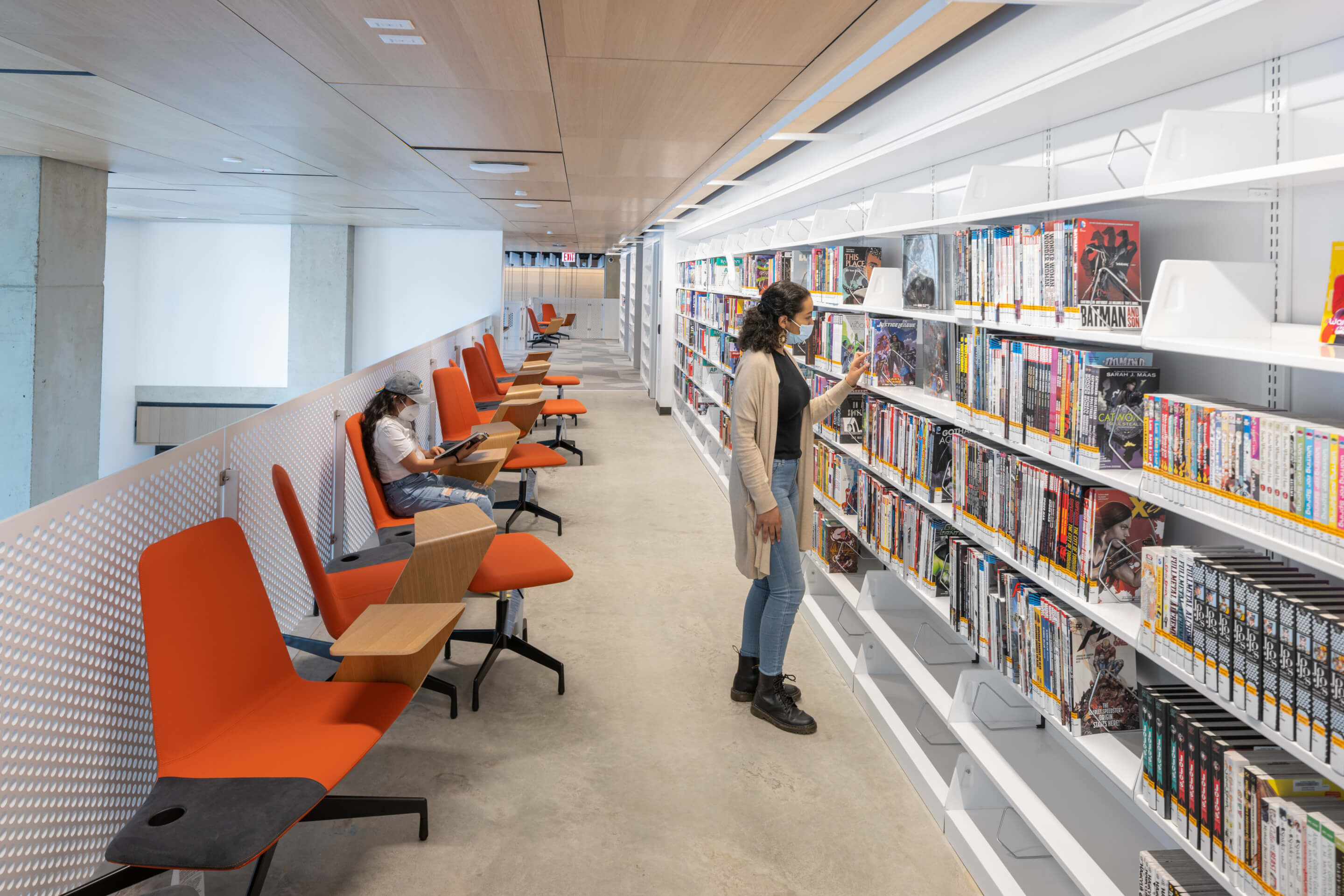 a teen reading room at a library with fun seating