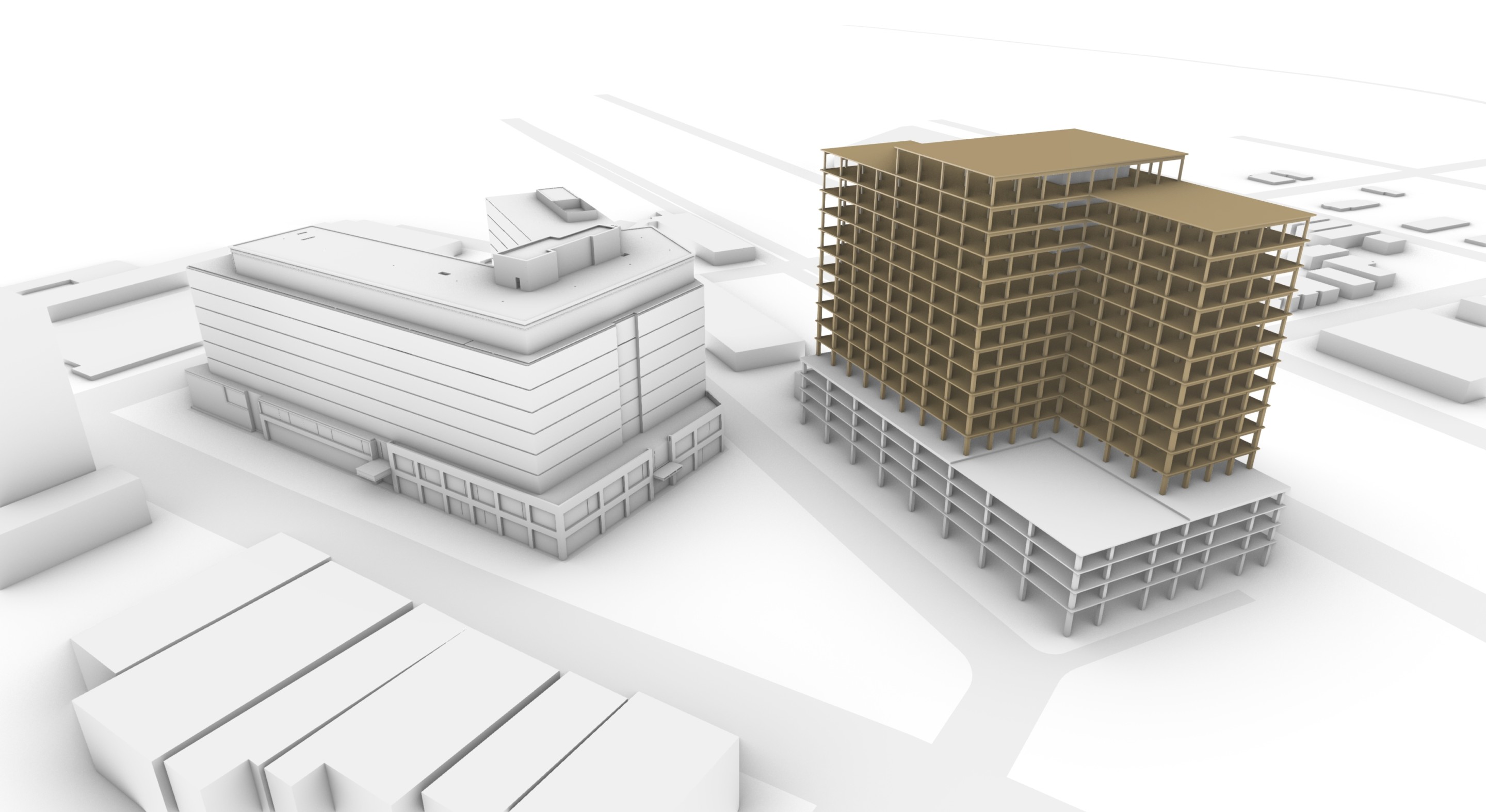 rendering of mass timber mixed-use building