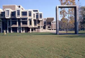 archival photo showing exterior of a government building designed by paul rudolph