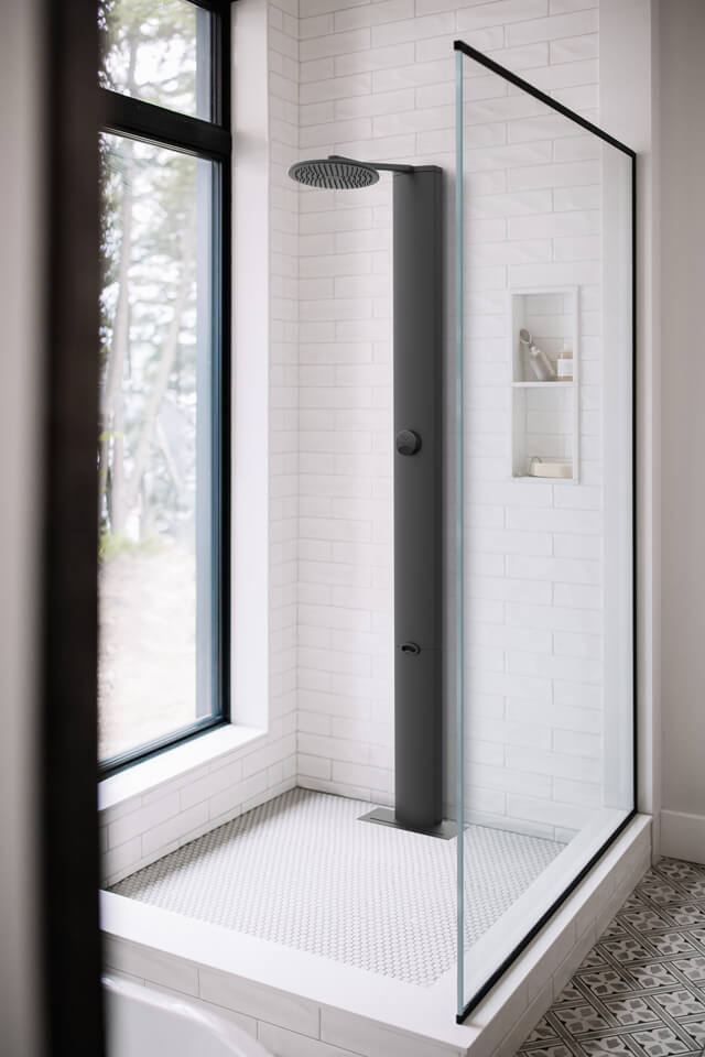 white tile in shower