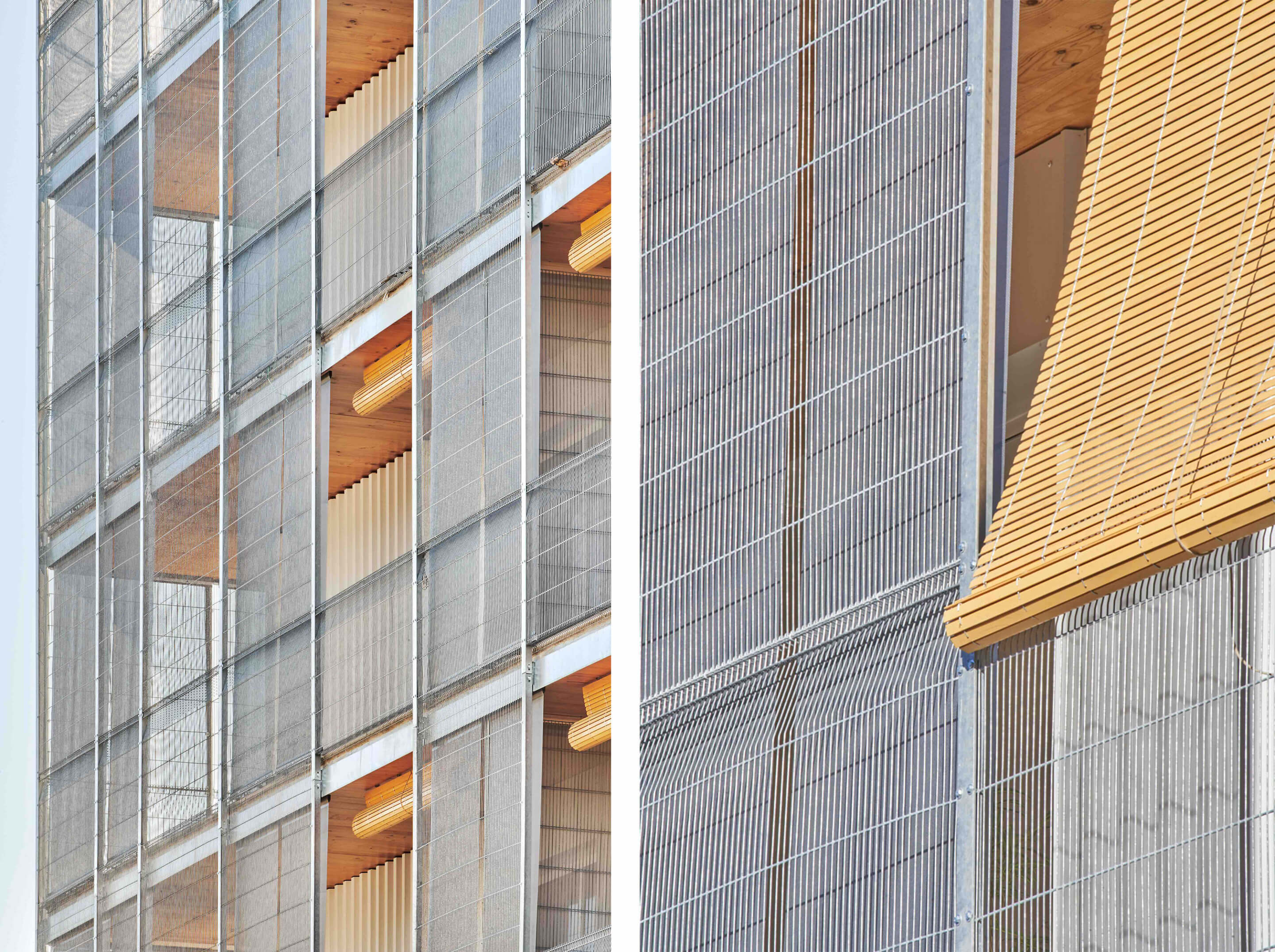 Metal mesh screens on a facade