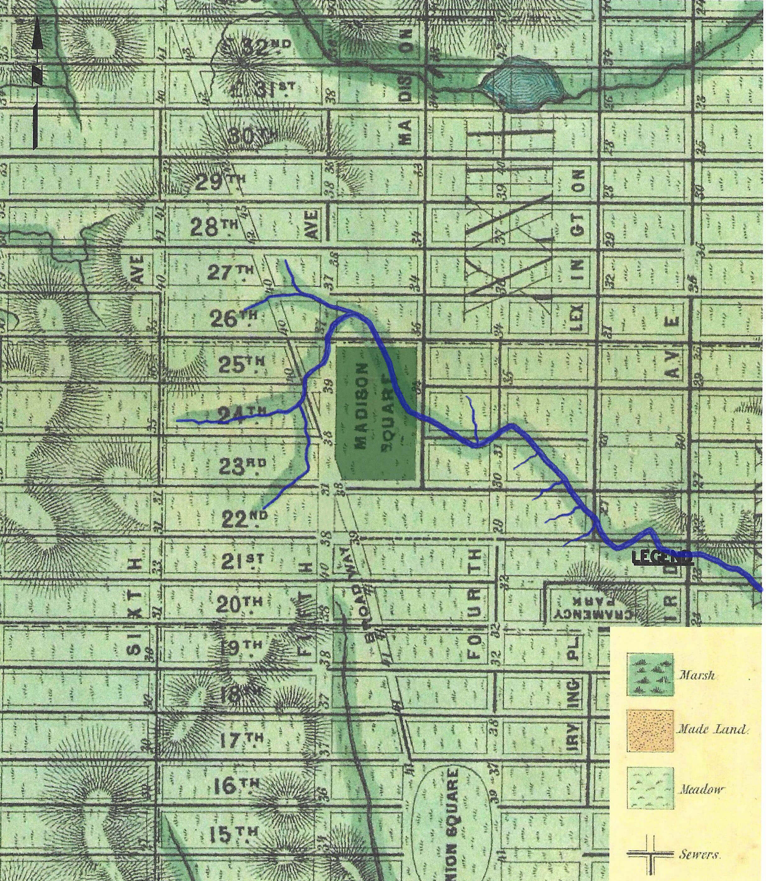 a historic topographical map of manhattan