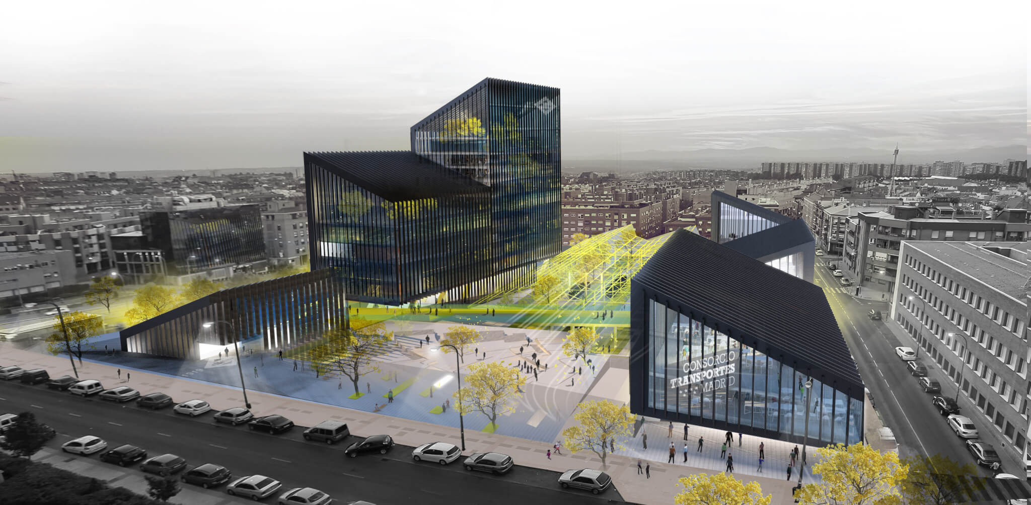 Rendering of an office and cultural complex
