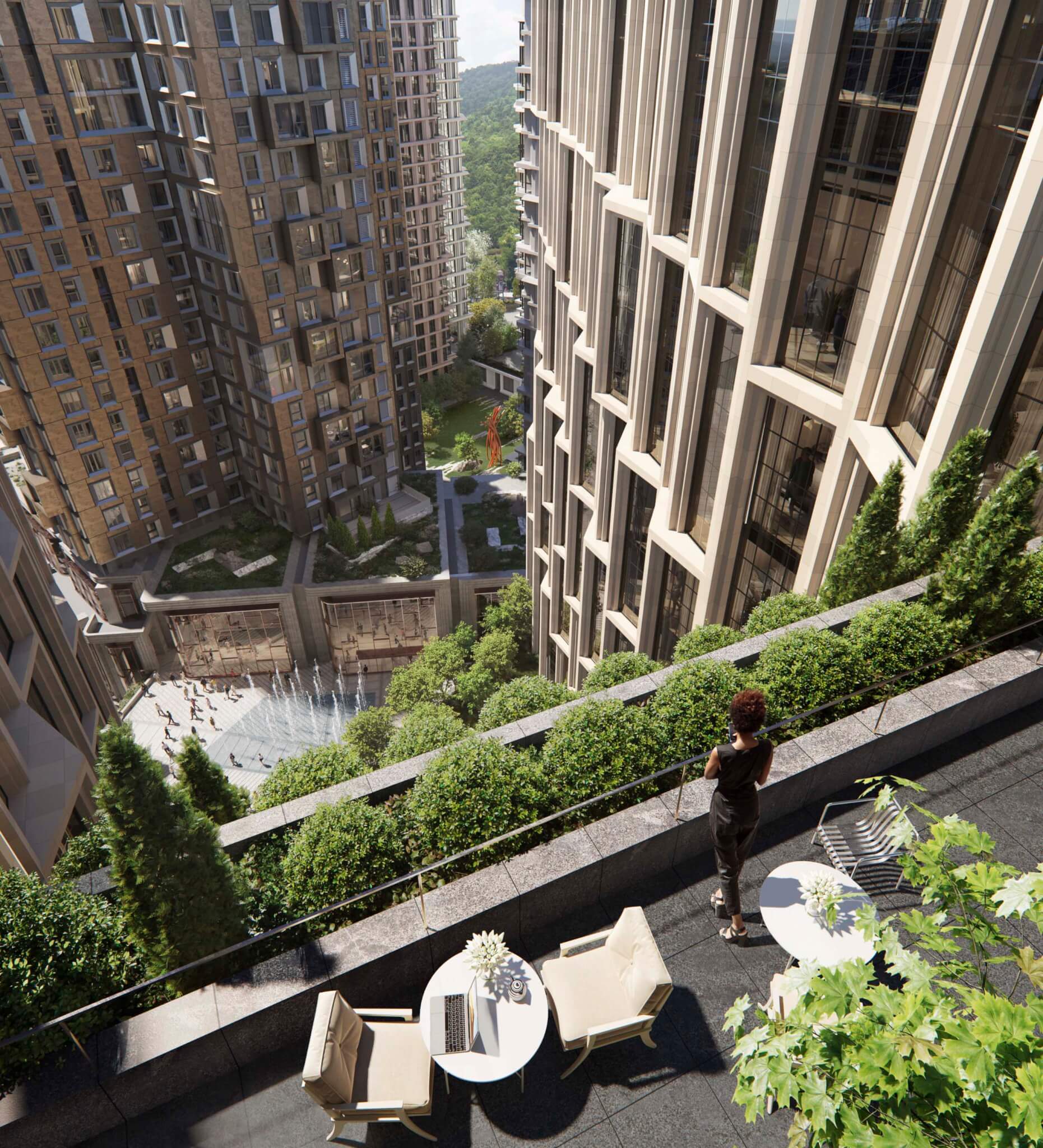 Rendering of a rooftop terrace
