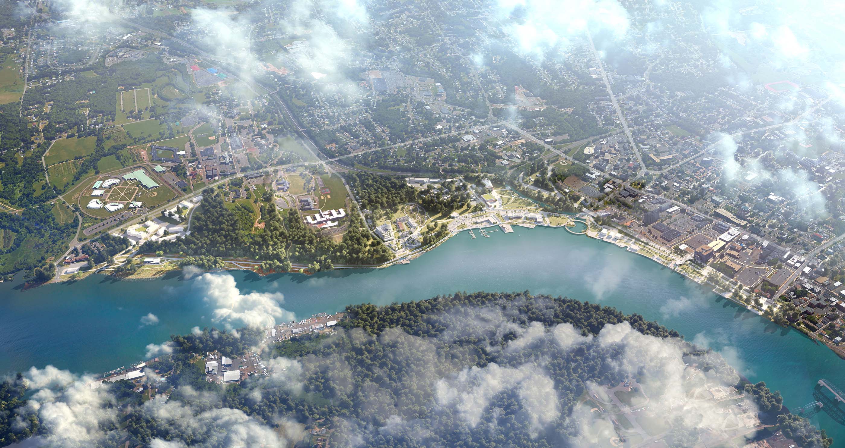 aerial view of the proposed connecticut river redevelopment