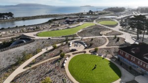 aerial view of a waterfront park in san francisco