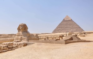 sphinx and pyramid at giza