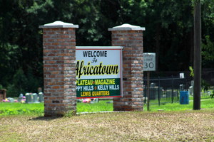 a sign for africatown, usa