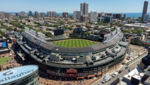 aerial view of wrigley field