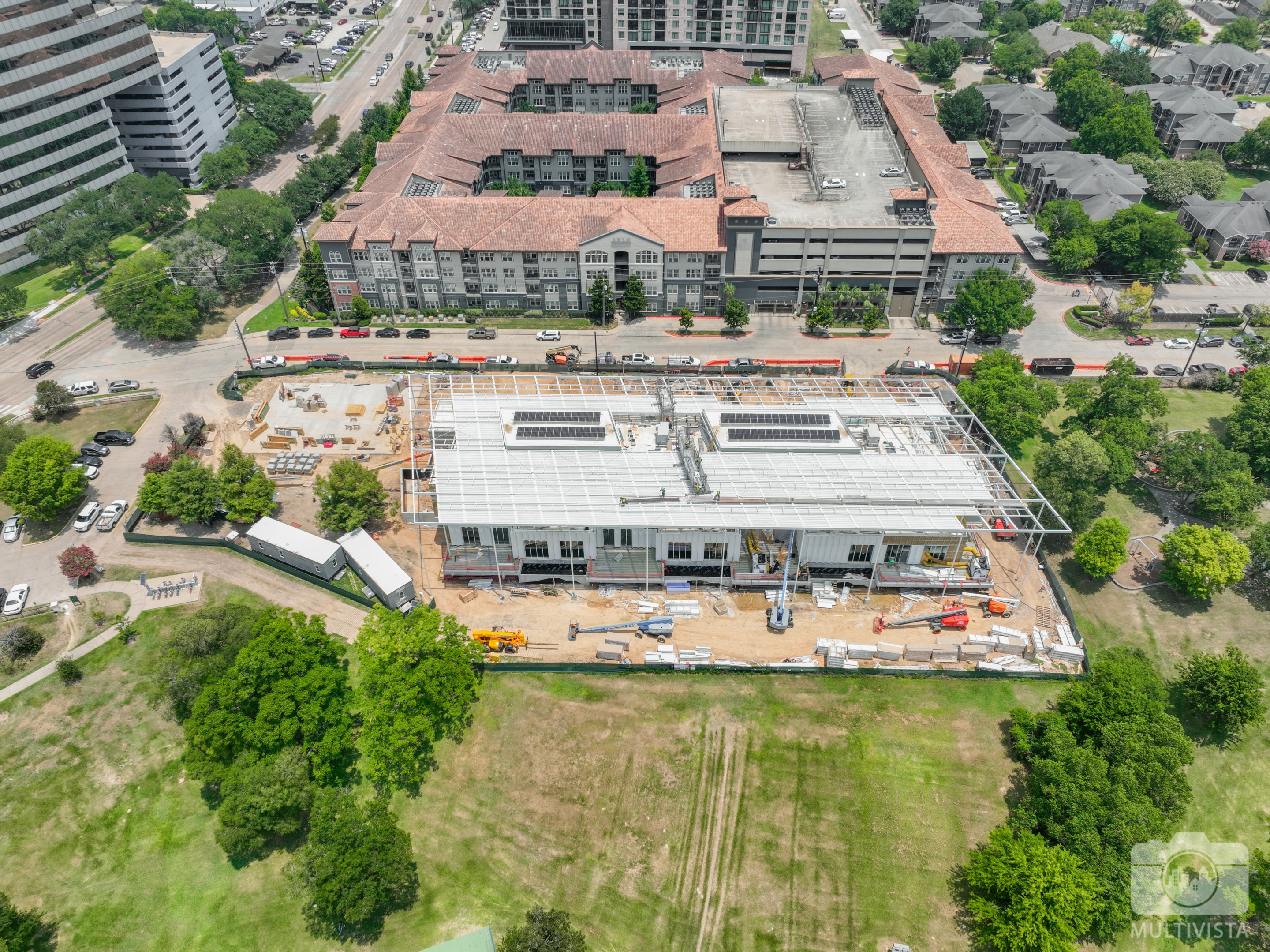 Aerial view of building under construction