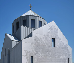 oblique view of a church exterior
