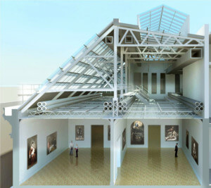 cross section rendering of a skylight scheme at the met