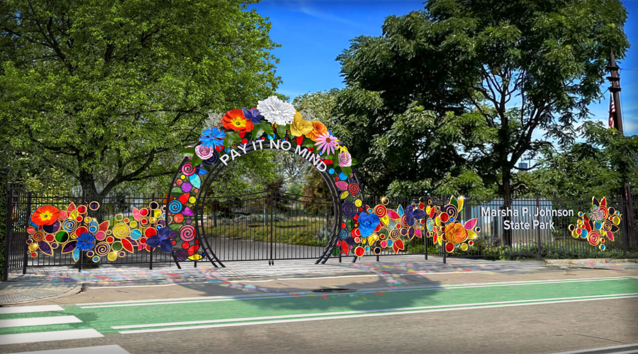 rendering of a welcome gateway at marsha p. johnson park