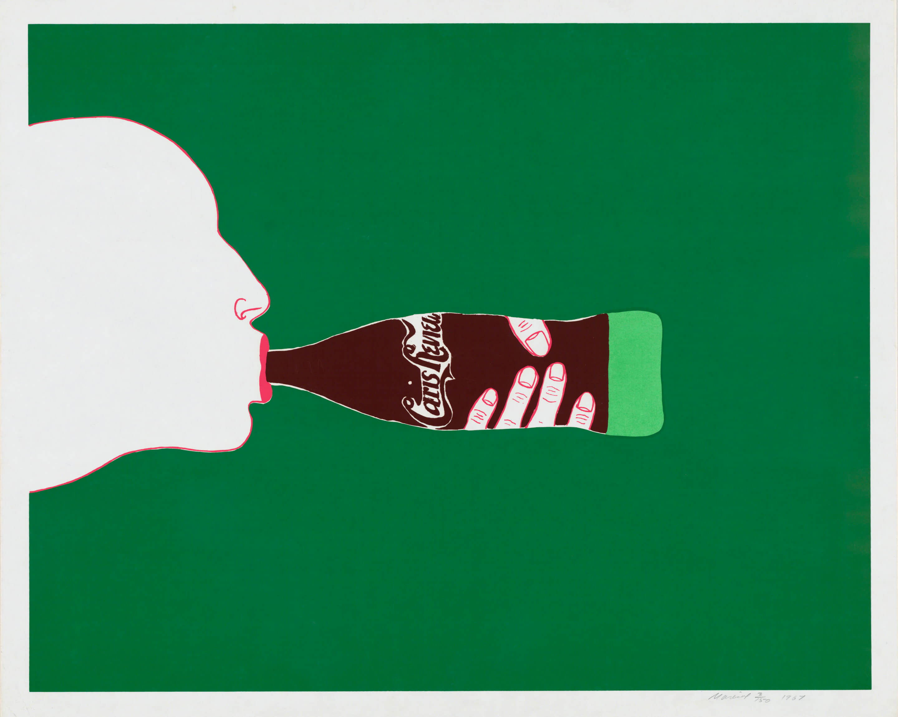 pop art painting feature a person drinking a bottle of coke