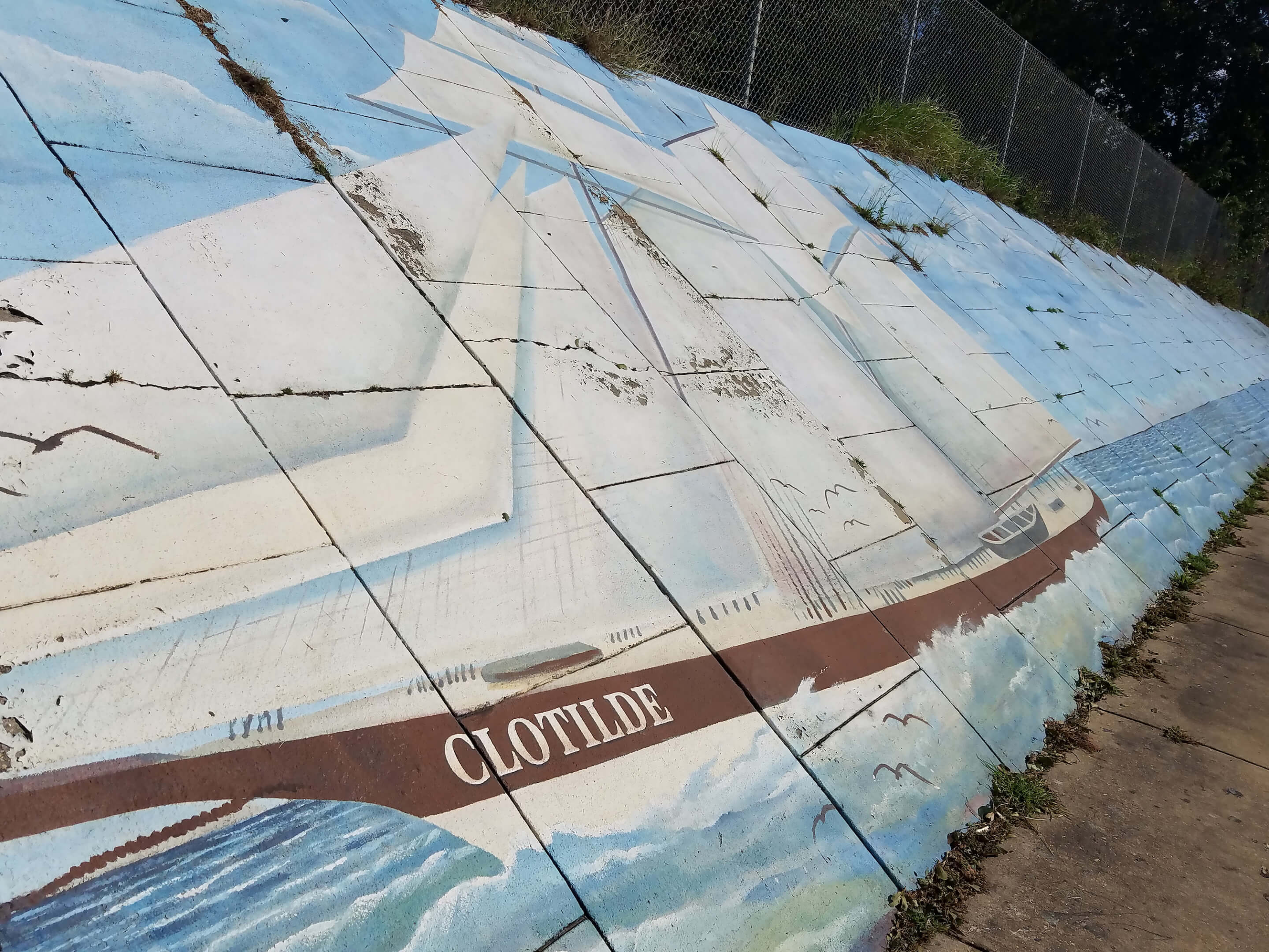 mural of a boat