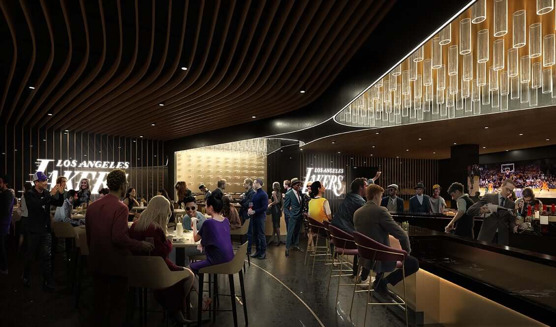 rendering of a high-end hospitality space at a sports arena