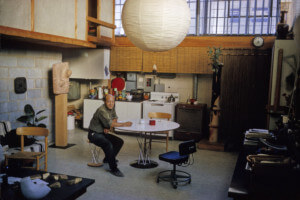 achival photo of isamu noguchi in his studio