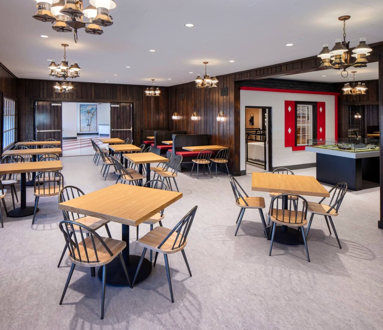 a dining room in a historic kfc