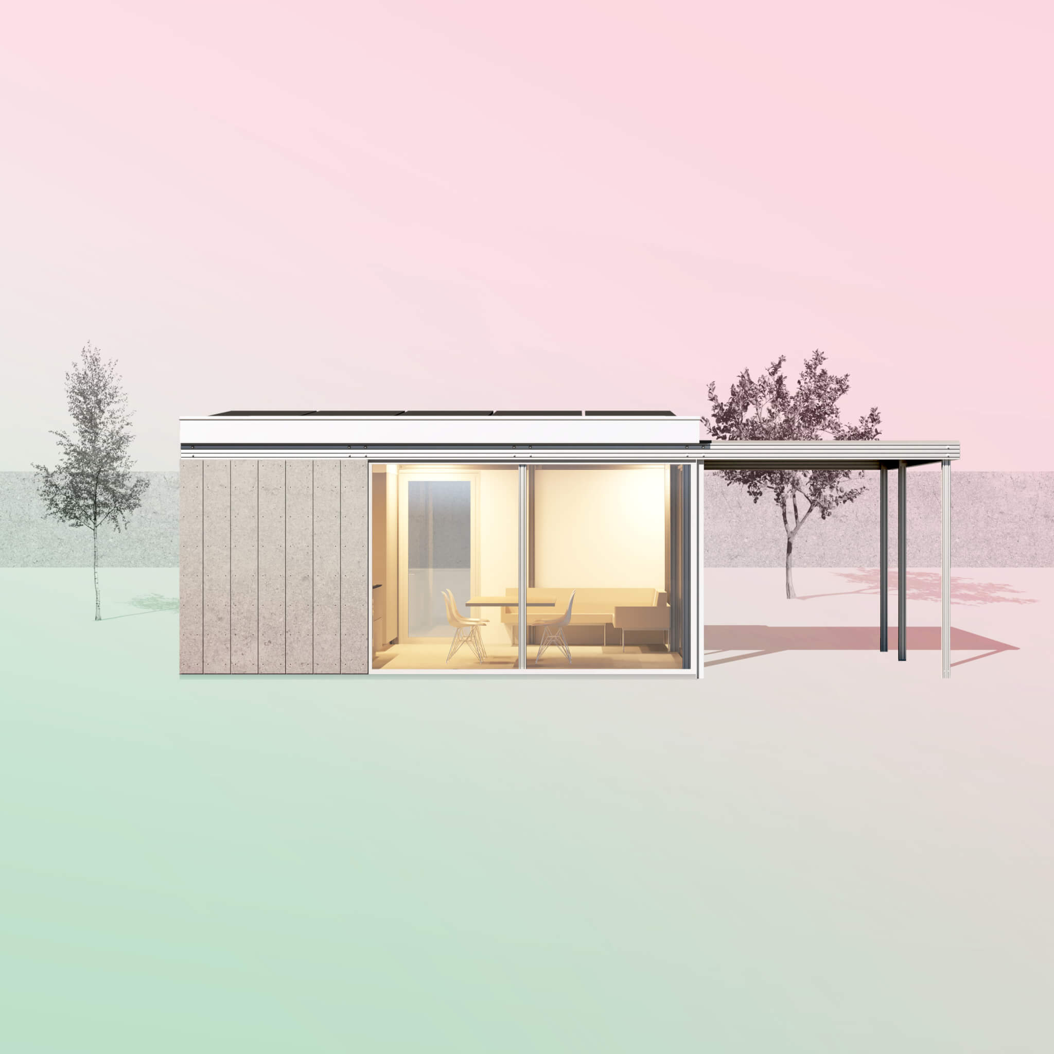 rendering of a petite backyard home