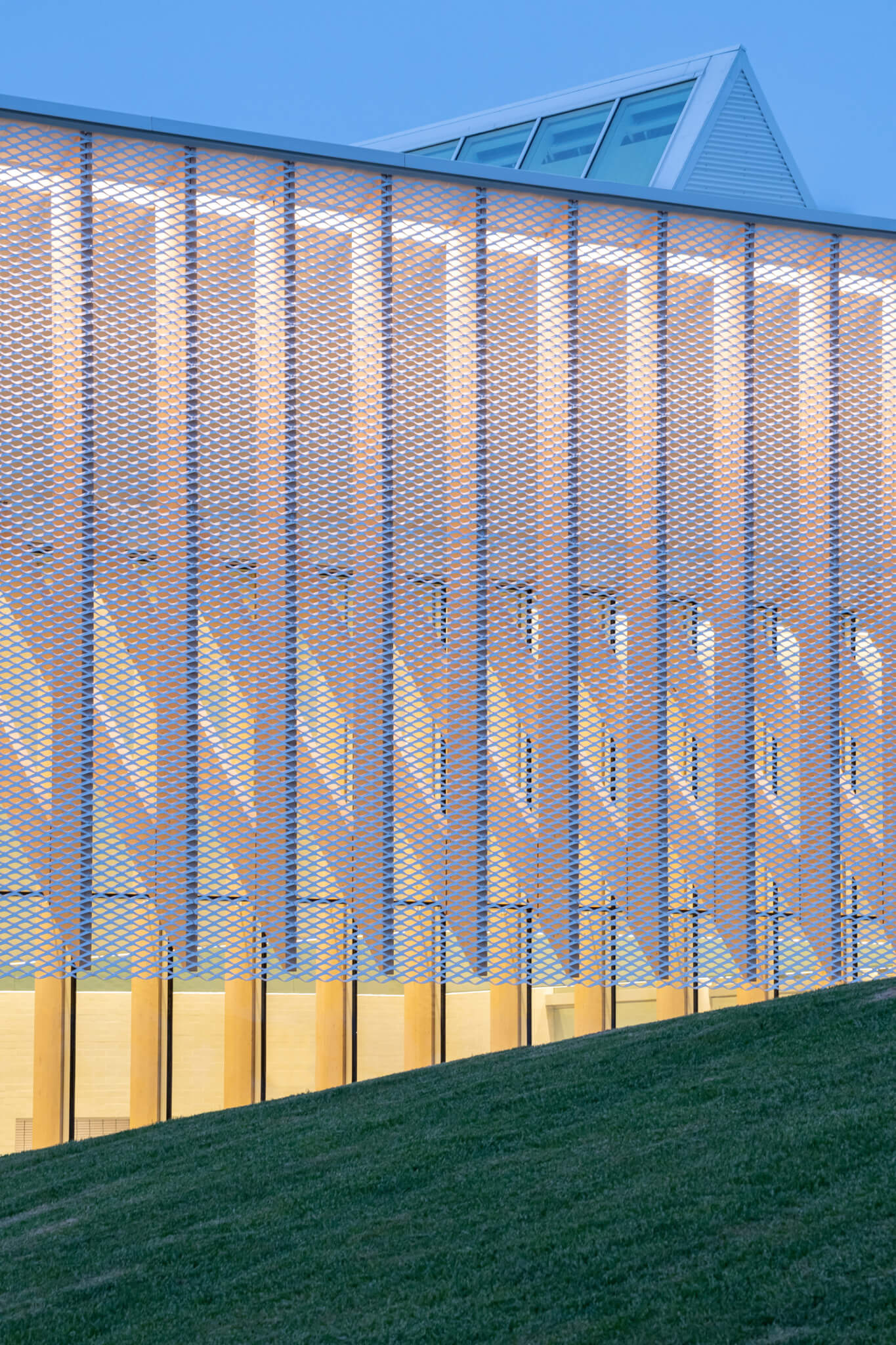 View of metal mesh facade