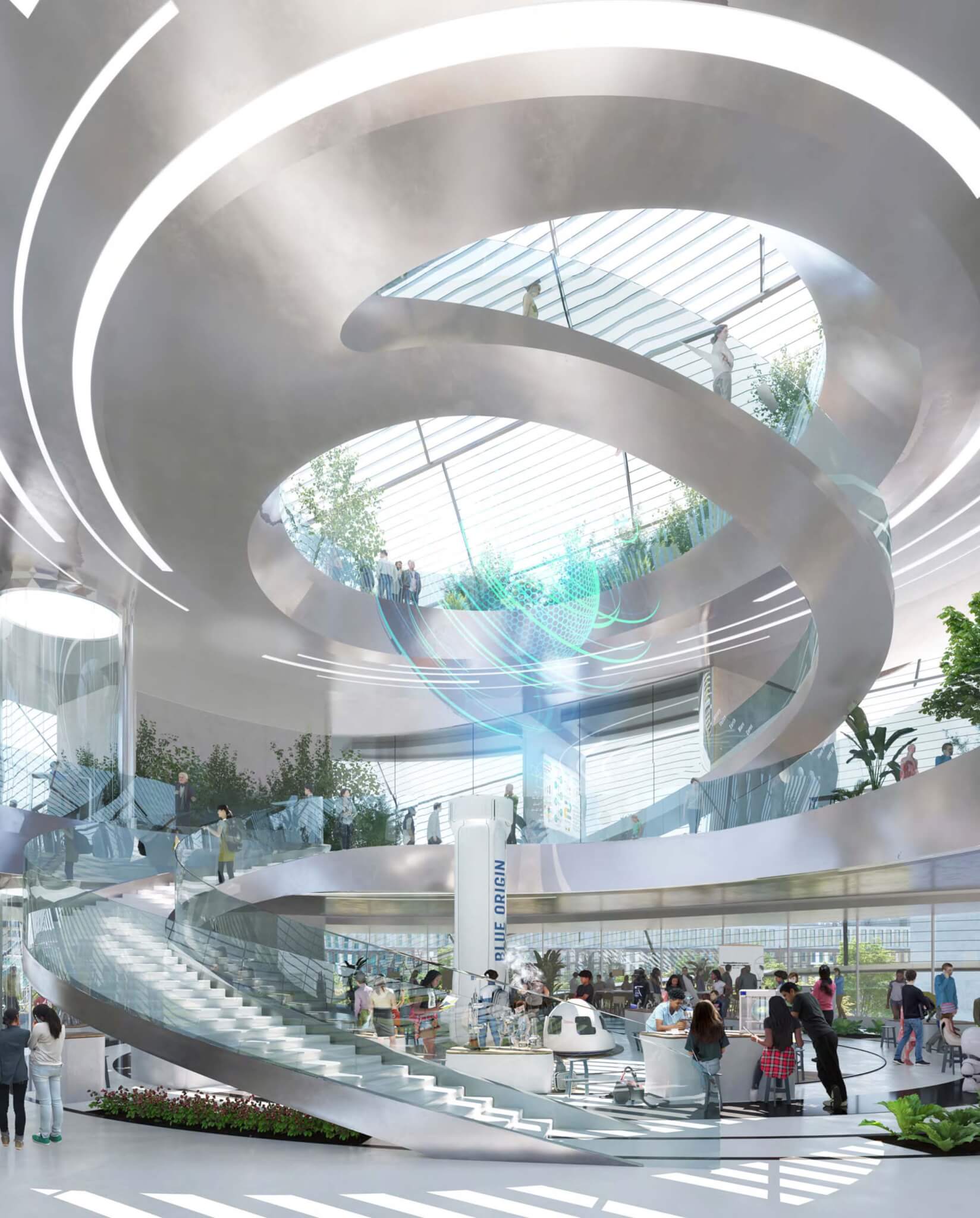 interior of round-shaped proposal for bezos learning center