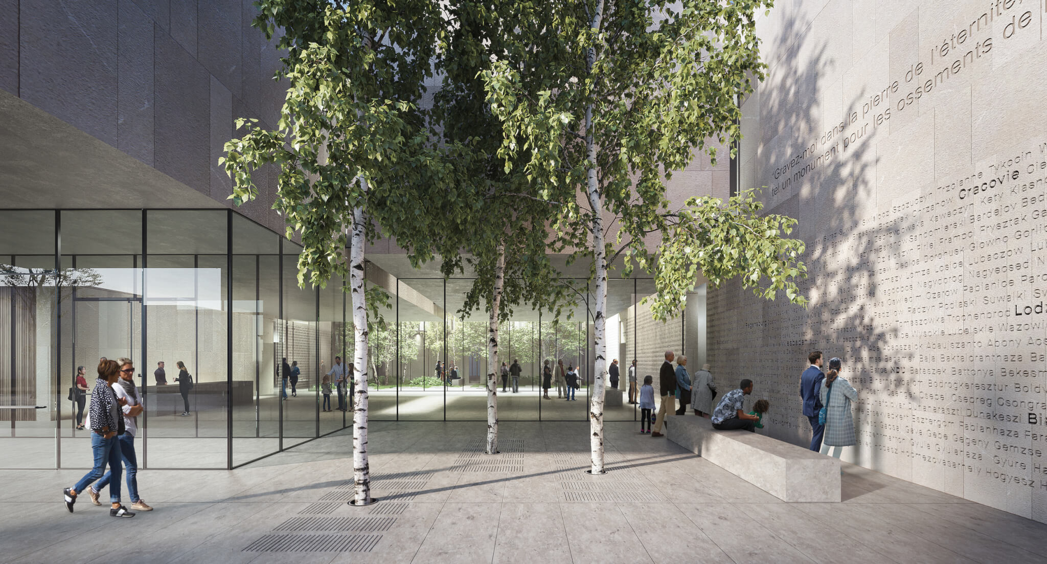 rendering of a large open courtyard space at a museum