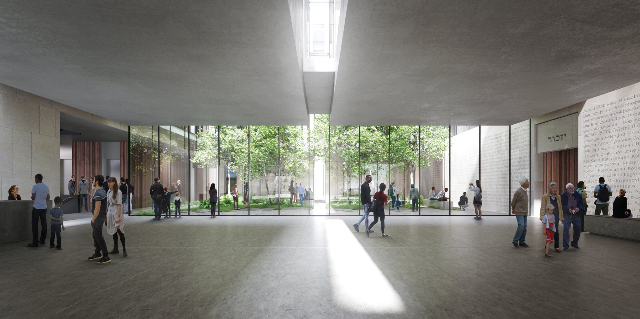 rendering of a large open gallery space in a museum