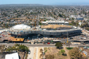 aerial view of a major construction project in LA