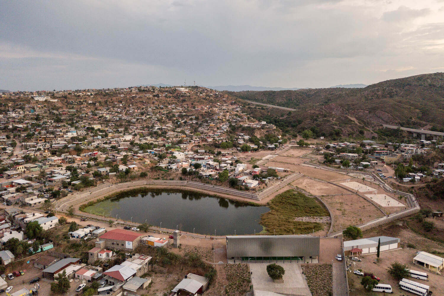 aerial view of a dam in mexico
