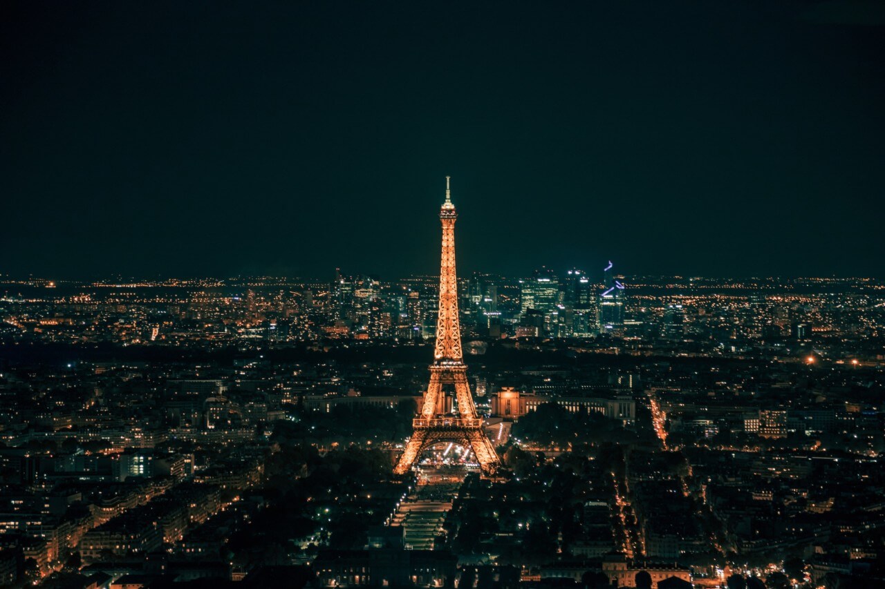 the eiffel tower at night