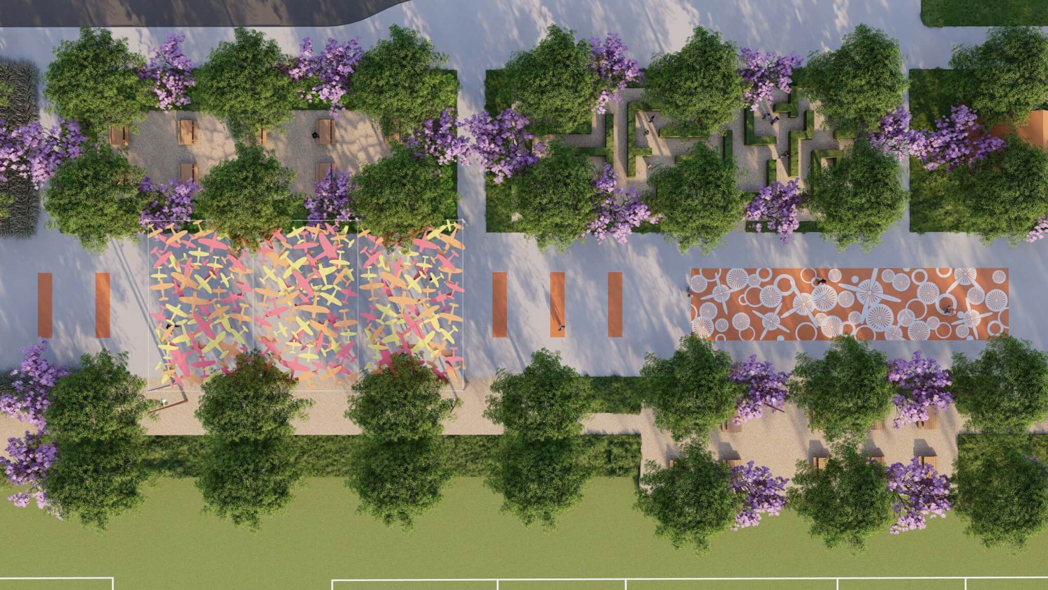 rendering of a park promenade